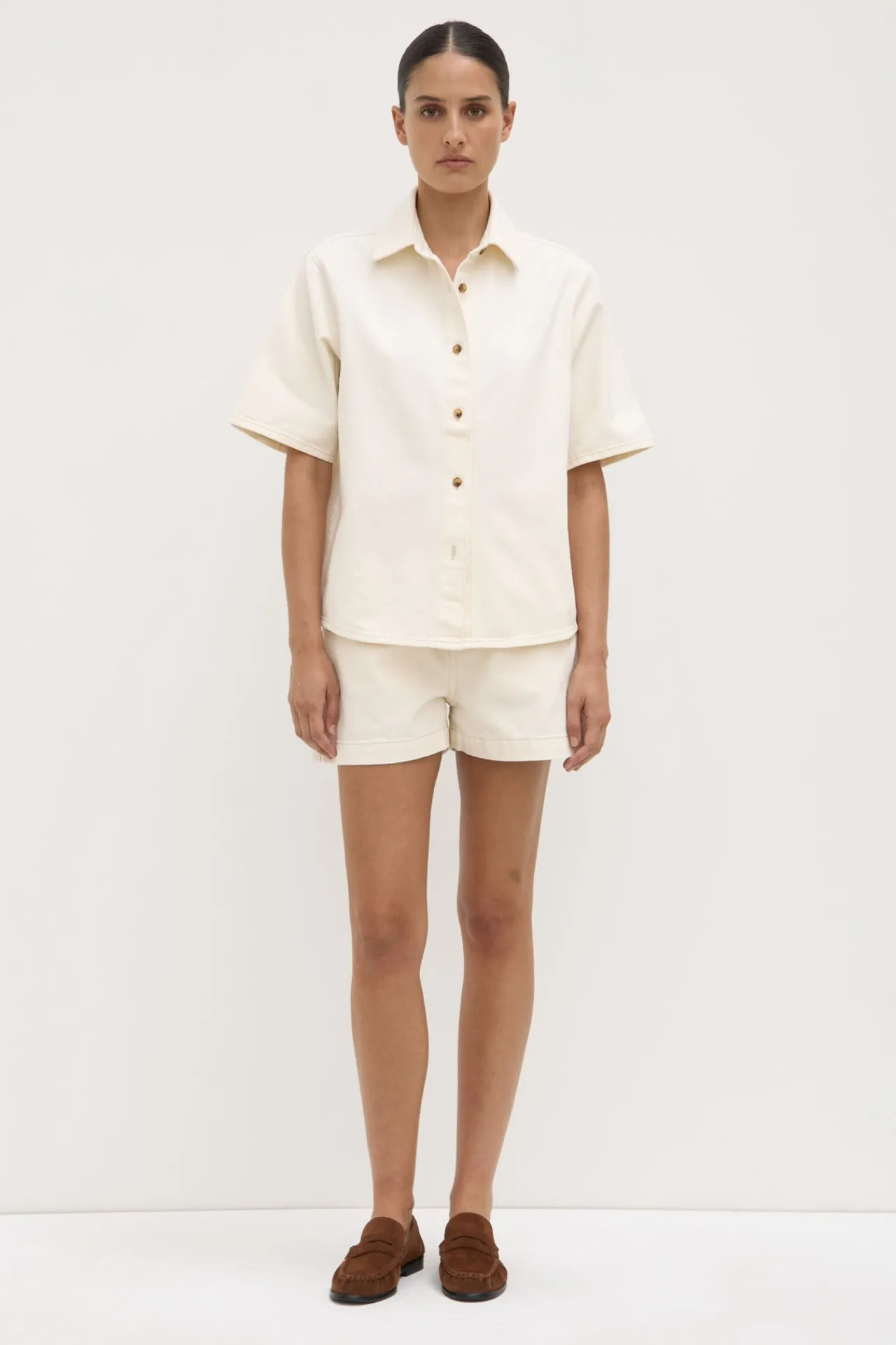 Boxy Denim Short Sleeve Shirt^Assembly Label Outlet