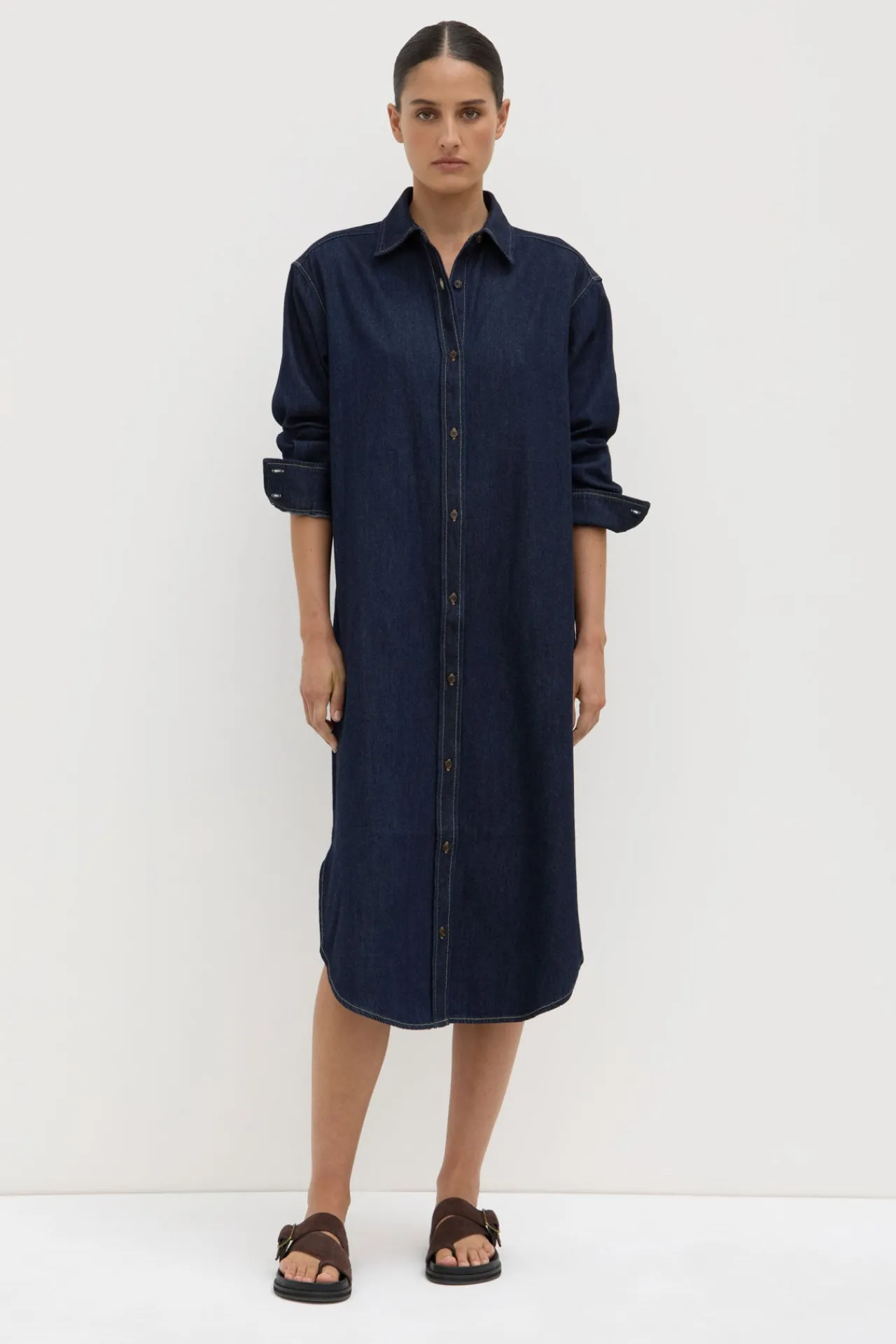 Kiera Recycled Denim Midi Shirt Dress^Assembly Label Discount