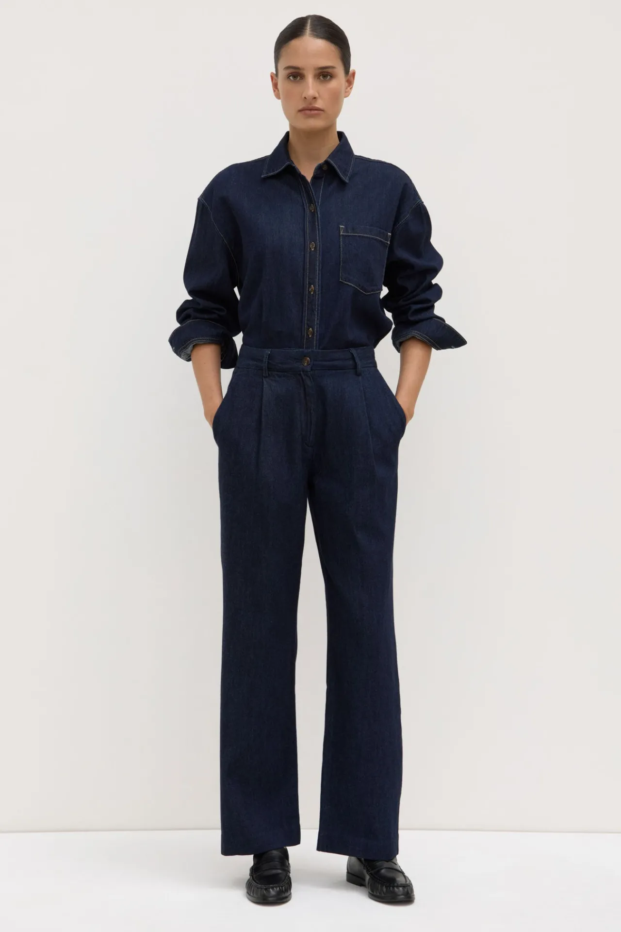 Kiera Recycled Denim Pleat Front Pant^Assembly Label Sale