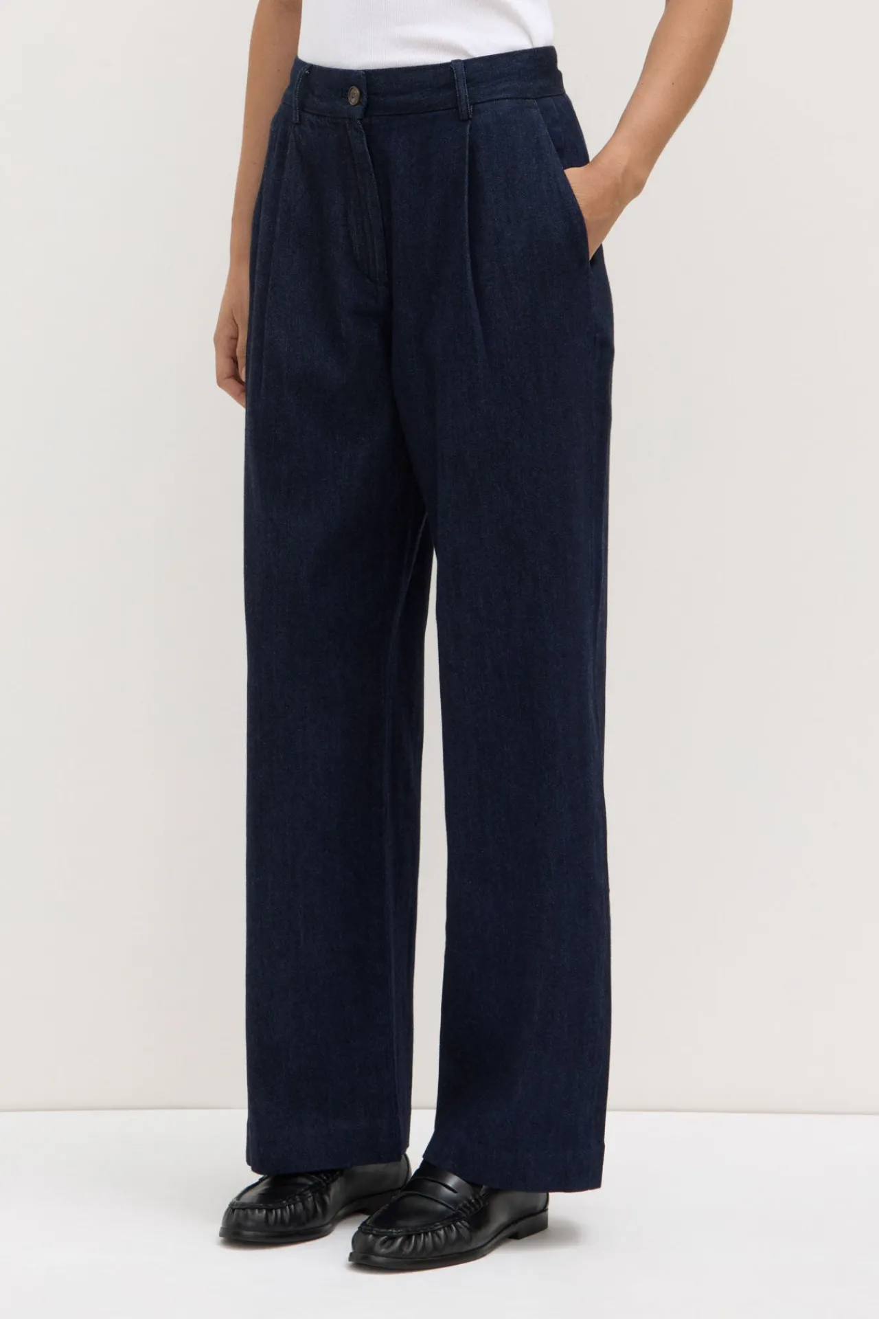 Kiera Recycled Denim Pleat Front Pant^Assembly Label Sale