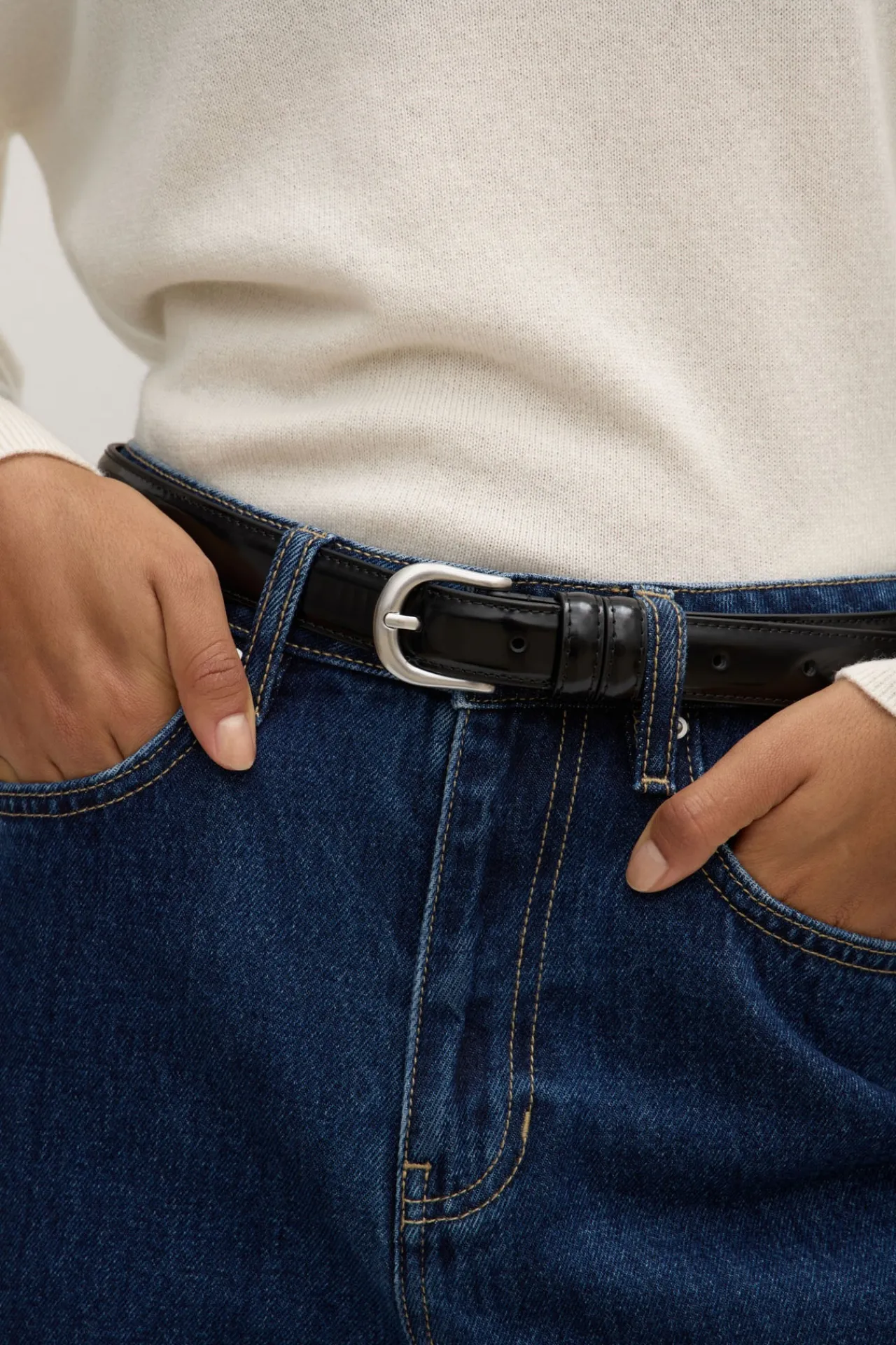 Womens Smooth Leather Belt^Assembly Label Fashion
