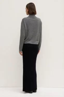Wool Cashmere Rib Maxi Skirt^Assembly Label New